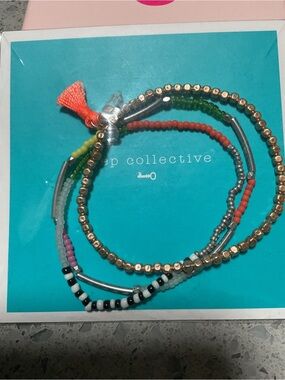 Stella & Dot Keep Collective Friendship Trio stretch bracelet Turquoise New